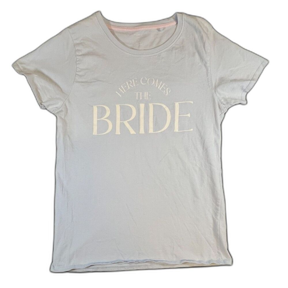 Miss To Mrs Here Comes The Bride Blue Tshirt Medium